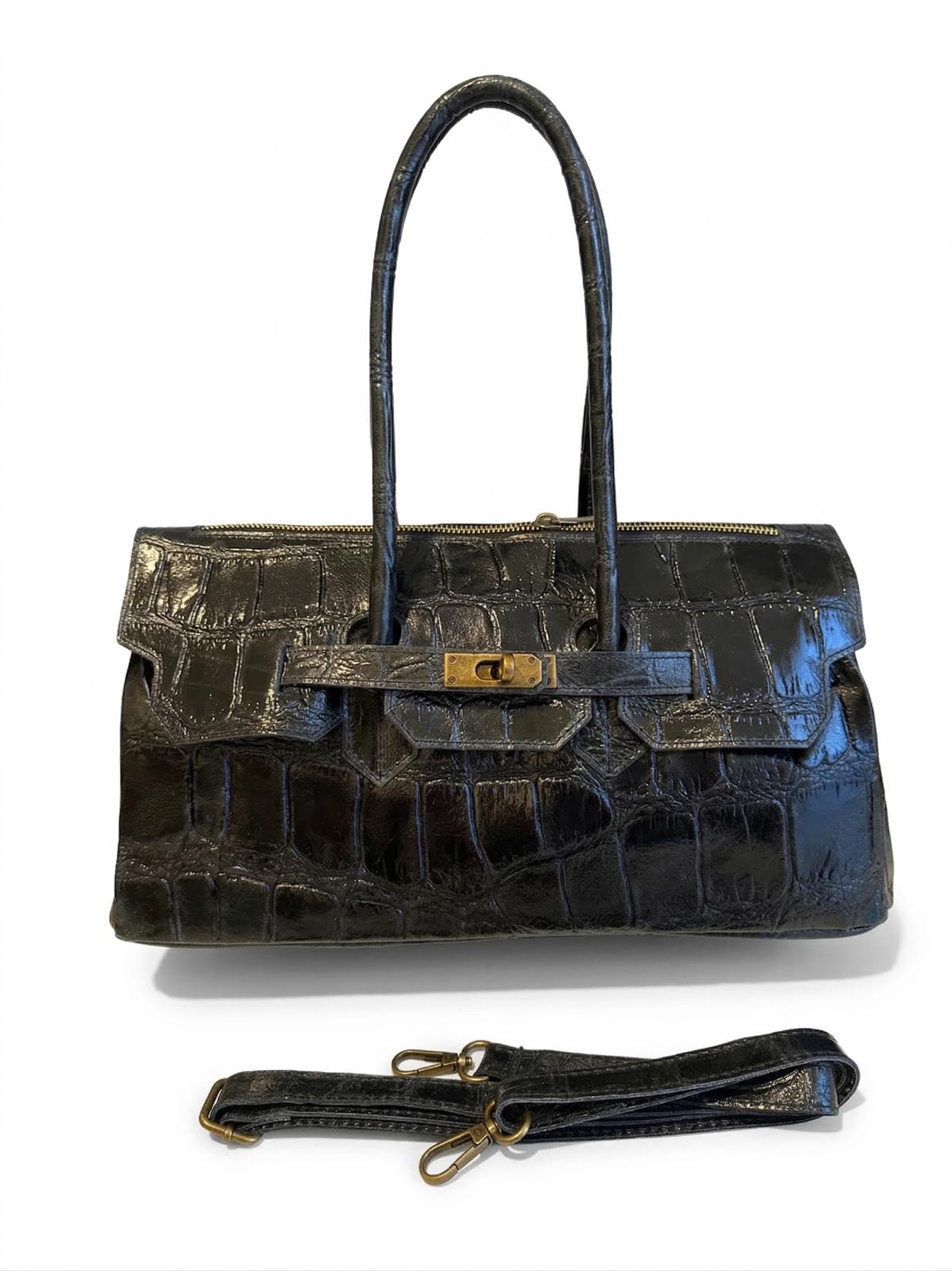 The Marlon | Handcrafted Croc-Embossed Suede Satche