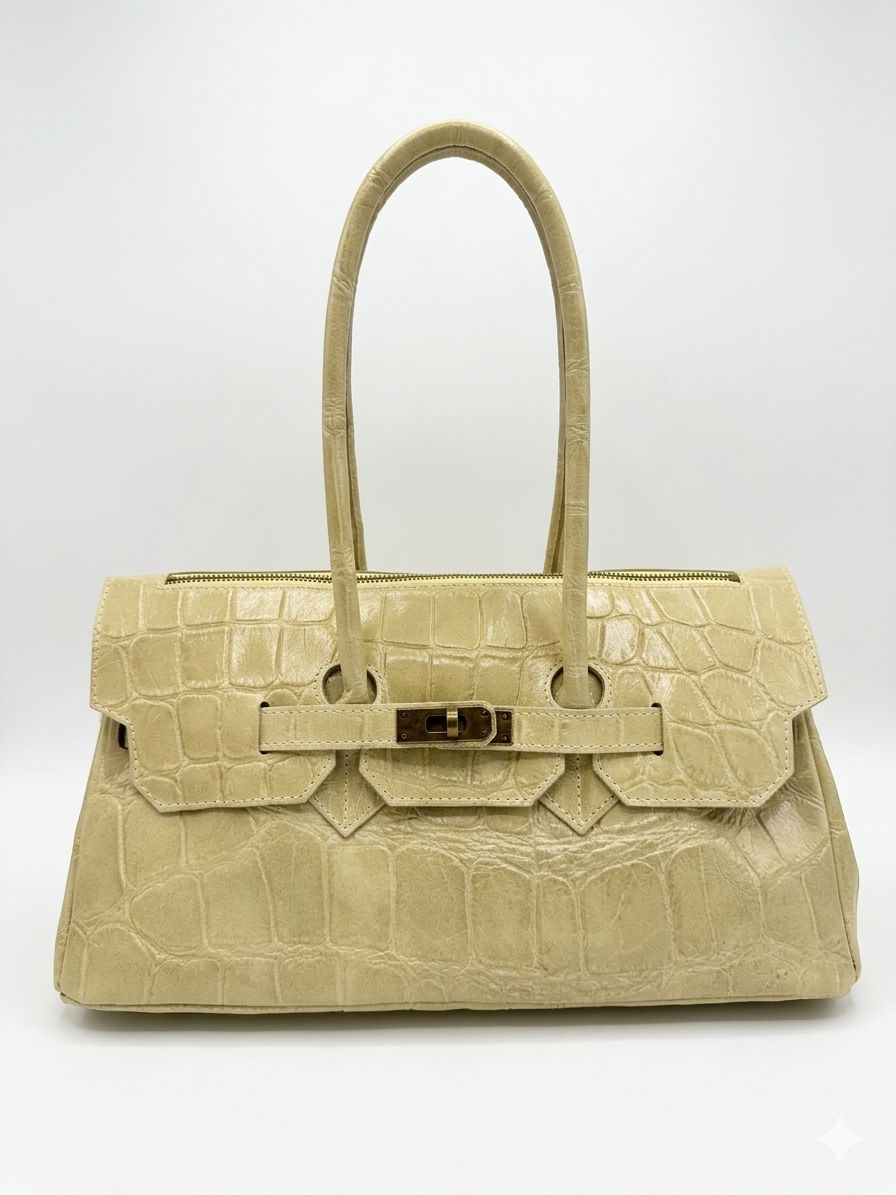 The Marlon | Handcrafted Croc-Embossed Suede Satche