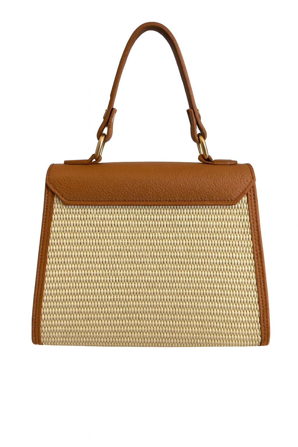 Anna – Italian Leather & Straw Top Handle Bag