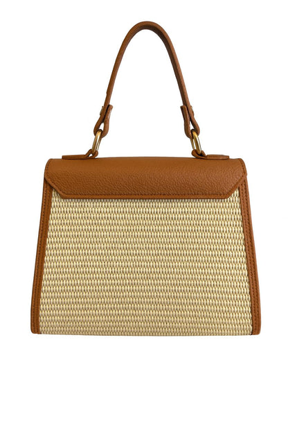 Anna – Italian Leather & Straw Top Handle Bag