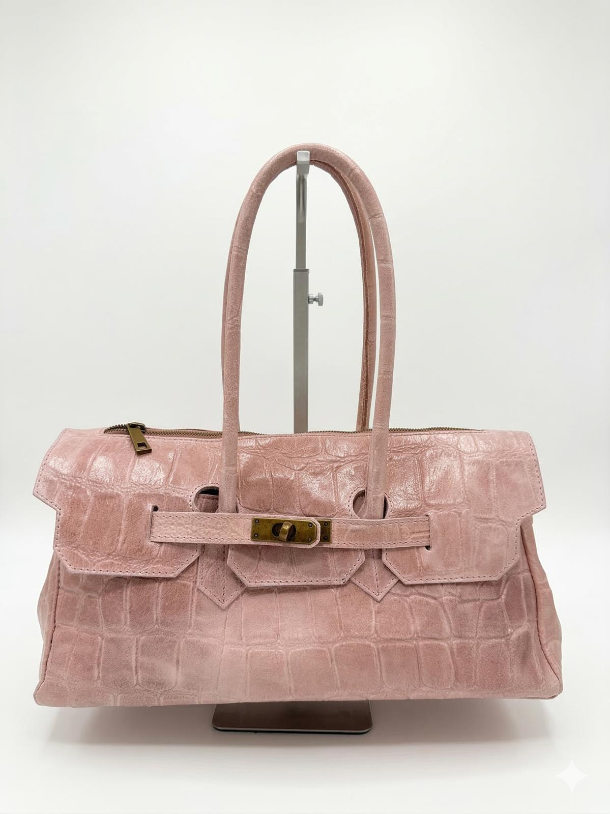 The Marlon | Handcrafted Croc-Embossed Suede Satche