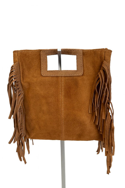 Livia – Suede Fringe Bag, Genuine Leather, Made in Italy