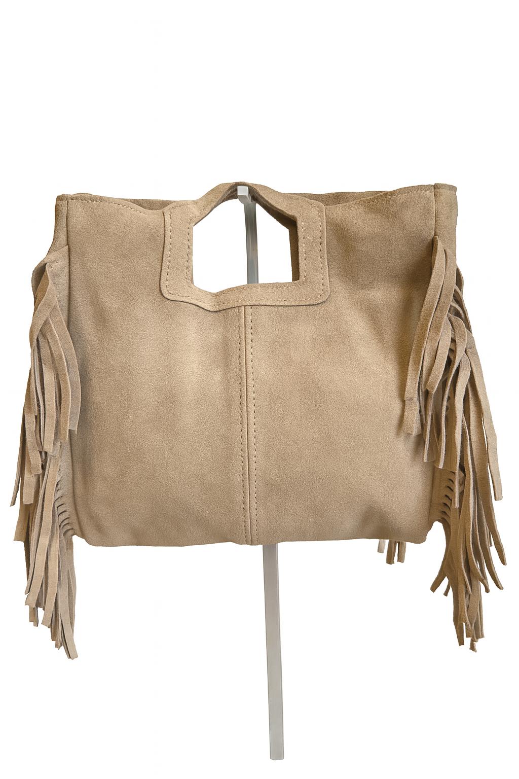 Livia – Suede Fringe Bag, Genuine Leather, Made in Italy