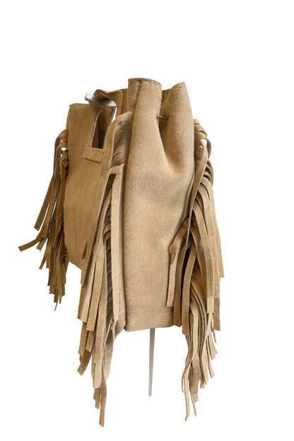 Livia – Suede Fringe Bag, Genuine Leather, Made in Italy